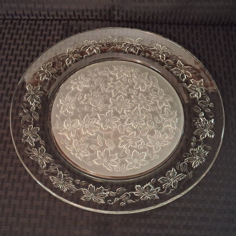 Princess House Frosted Poinsettia FANTASIA 13" Serving Tray Platter